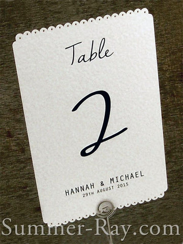 Personalized White Vintage Lace Table Number