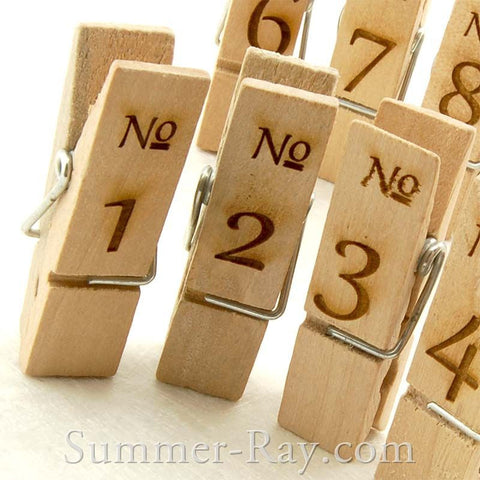 Wooden Peg Engraved Numbers - 10 to 50 pieces
