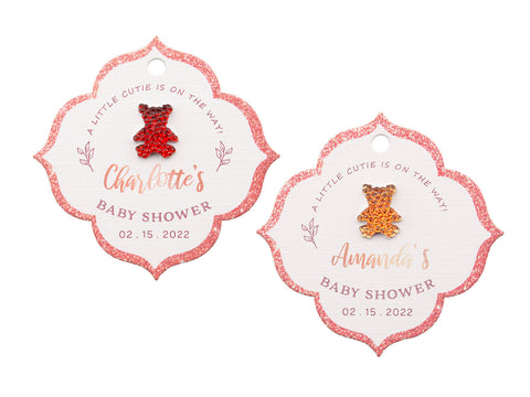 Personalized Baby Shower Vintage Favor Gift Tags with Teddy Rhinestones