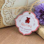 Personalized Baby Shower Vintage Favor Gift Tags with Teddy Rhinestones