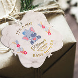 Personalized Gold Foil Elephant Baby Shower Favor Tags