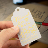 Personalized Gold Foil Hot Stamping Shimmered White Royale Meant to Bee Favor Gift Tags