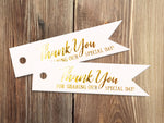 Gold Foil Hot Stamping Shimmered White Pennant Flag Gift Tags Thank You Tags