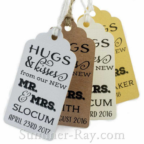 Personalized Hugs & Kisses from our New Mr & Mrs Favor Tags