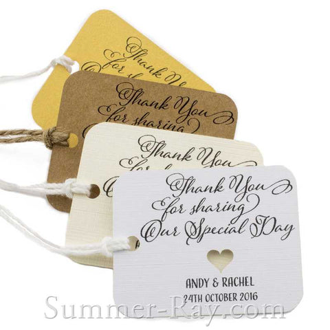Personalized Rounded Rectangle with Heart Thank You for Sharing our Special Day Gift Tags