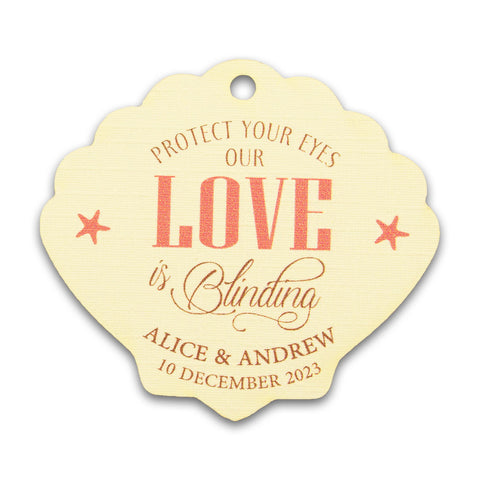 Personalized Wedding Gift Tags Our Love is Blinding Beach Themed Wedding Seashell Favor Tags