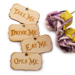 Alice in The Wonderland Wooden Party Favor Tags