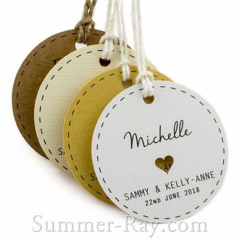 Individually Personalized Guest Names Round Favor Tags