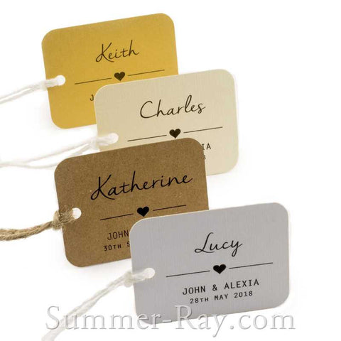 Individually Personalized Guest Names Rounded Rectangle Favor Tags