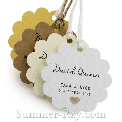 Individually Personalized Guest Names Scallop Favor Tags