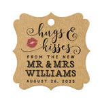 Personalized Elegant Square Hugs & Kisses from the New Mr & Mrs Gift Tags