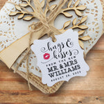 Personalized Elegant Square Hugs & Kisses from the New Mr & Mrs Gift Tags