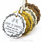 Personalized Scallop Love is Sweet Monogram Gift Tags