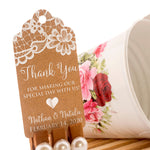 Personalized White Ink Printing Thank You for Sharing Our Special Day with Us Lace Wedding Kraft Favor Gift Tags
