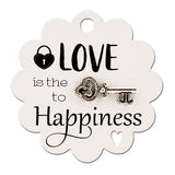 Love is The Key to Happiness Scallop Gift Tags with Tibetan Key Charm