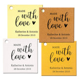 Personalized Made with Love Wedding Favors Square Gift Tags