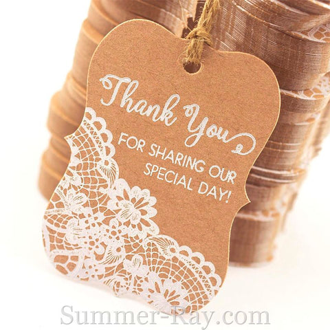 White Printing Thank You for Sharing Our Special Day Little Violin Kraft Gift Tags