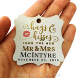Personalized Elegant Square Gold Foil Hugs & Kisses from the New Mr & Mrs Gift Tags