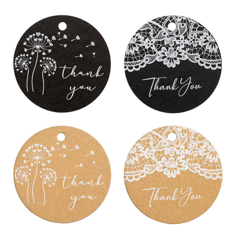 Thank You Printed Tags - White