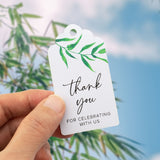50pcs Thank You for Celebrating with Us Gift Tags with Water Color Willow Leaves Wedding Favors Tags