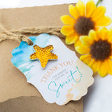 50pcs Beach Theme Thank You for Making Our Day So Sweet Wedding Favor Gift Tags with Mixed Color Starfish Rhinestones