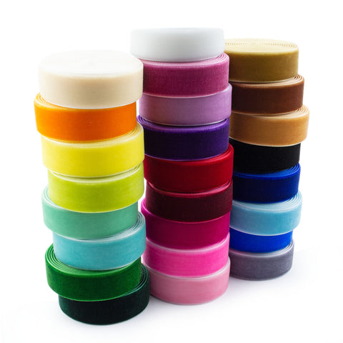 50 Yards 3/4 Inch Velvet Ribbon 25 Colors Value Pack