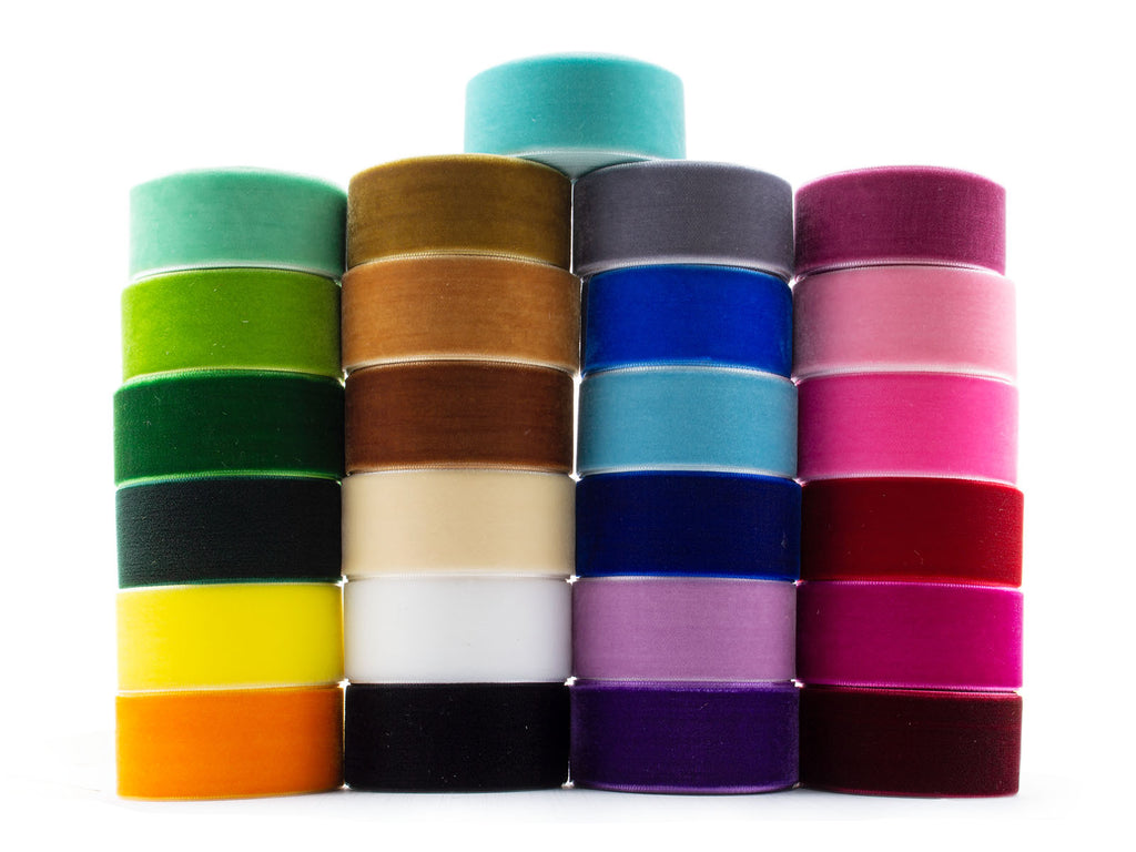 50 Yards 1 Inch Velvet Ribbon 25 Colors Value Pack –