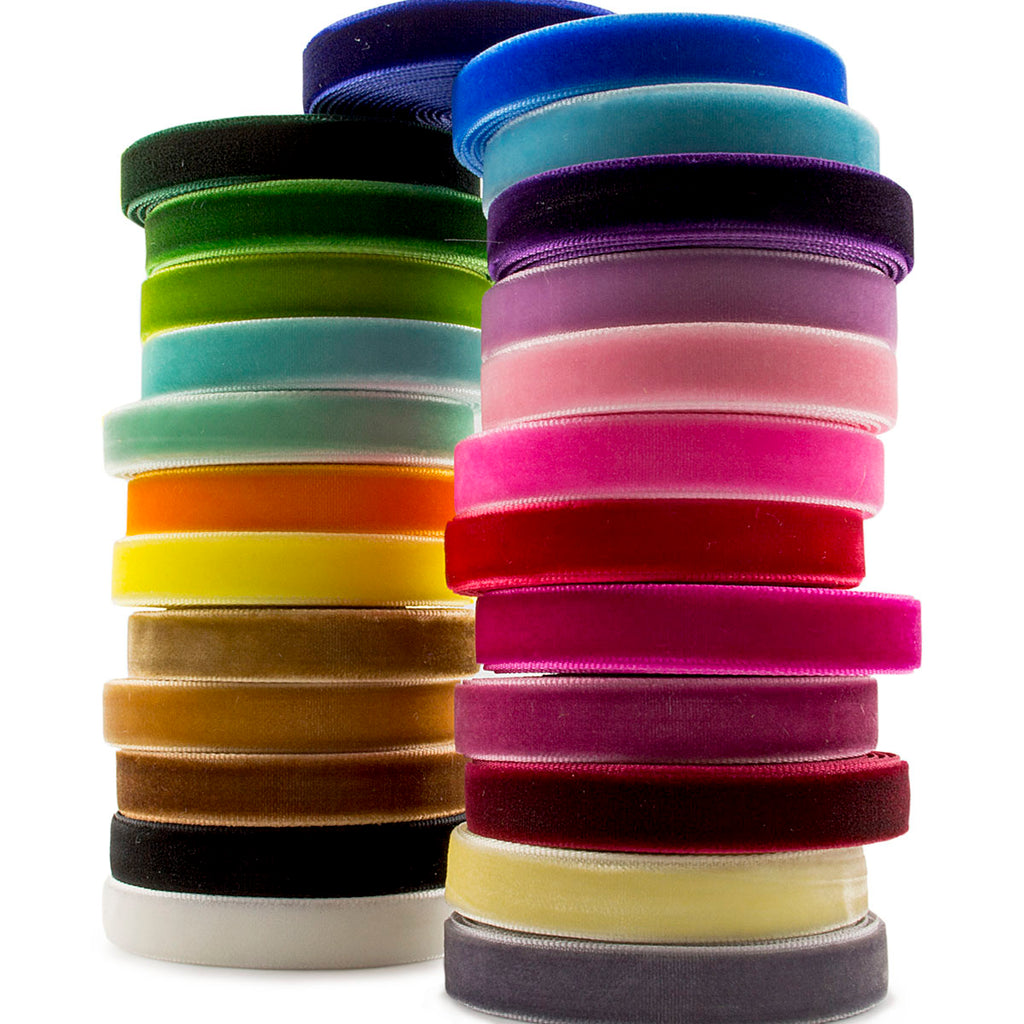 50 Yards (2 Yards x 25 Colors) 3/8 10mm Velvet Ribbon Value Pack