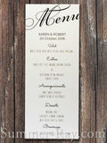 Personalized Wedding White Menu