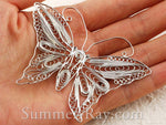 White Gold Plated Large Butterfly Filigree Pendant
