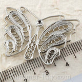 White Gold Plated Butterfly Filigree Pendant