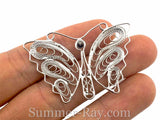 White Gold Plated Butterfly Filigree Pendant