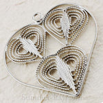 White Gold Plated Large Heart Filigree Pendant