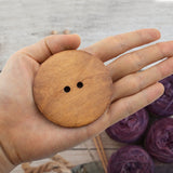 Large Brown Wooden Button 60mm 2.36" DIY Craft 2-Eye Sewing Button