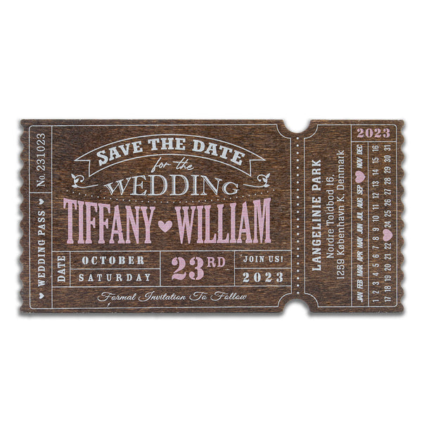 Personalized Wooden Save the Date Fridge Magnet My Big Day Ticket Wedding  Invitation