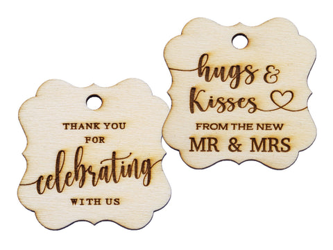 Wooden Elegant Square Thank You for Celebrating with Us Favor Tags Wedding Gift Tags