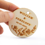 Round Wooden Personalized Wedding Favors Tags Thank You Tags