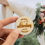 Wooden Round Thank You for Celebrating with Us Tag with Wooden Peg Party Favor Tags