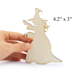 Wooden Witch Laser Cutout DIY Craft Halloween Party Decoration Art Embellishment Room Decoration
