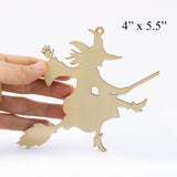 Wooden Witch Laser Cutout DIY Craft Halloween Party Decoration Art Embellishment Room Decoration