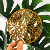 Laser cut Round Palmate Leaf Wooden Coasters with Holder Wedding Favors House Warming Gift