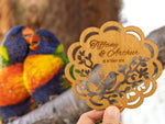 Personalized Wooden Coaster Wedding Favors Lovebirds Rustic Wedding Keepsake