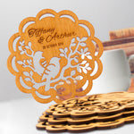 Personalized Wooden Coaster Wedding Favors Lovebirds Rustic Wedding Keepsake