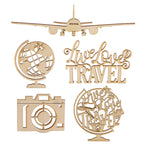 Laser Cut Wooden Travel Theme Cutout Scrapbooking Embellishment DIY Craft 5 Designs