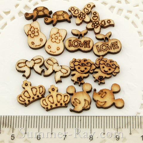 Mini Wooden Embellishments for Scrapbooking - 250 pieces