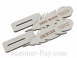 Personalized White Wooden Feather Place Card