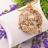 Wooden Laser Cut Thank You Floral Wedding Birthday Party Rustic Favor Gift Tags