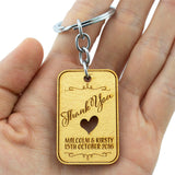 Personalized Engraved Gold Wooden Wedding Favor Key Chain