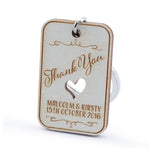 Personalized Engraved White Wooden Wedding Favor Key Chain