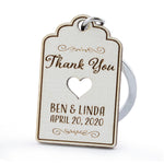 Personalized Engraved White Wooden Wedding Favor Key Chain